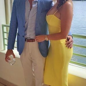 BCBG Maxazria yellow body con dress